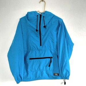 Blue Hooded Windbreaker Jacket